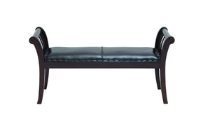 Verde Royal Bench in Mahogany Wood Construction and Black Leather