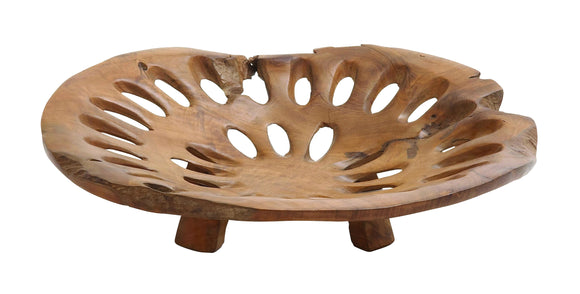 Plate with Hole in Pure Teak Construction for Dining Table