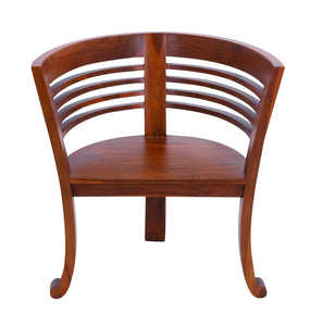 Wooden Teak Material 30" Chair in Brown with Round Slated Back