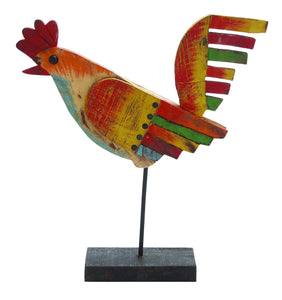 Multicolor Indian Wood Painted Rooster