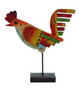 Colorful Indian Wooden Painted Rooster