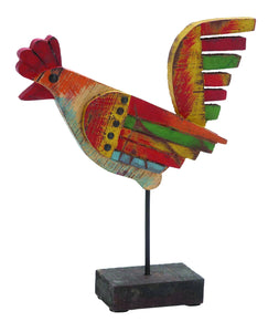 Multicolored Attractive Styled Wood Painted Rooster