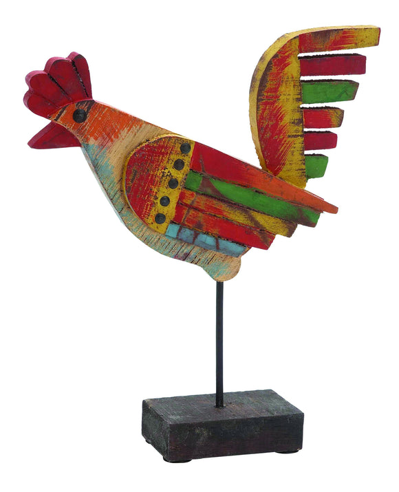 Multicolored Attractive Styled Wood Painted Rooster