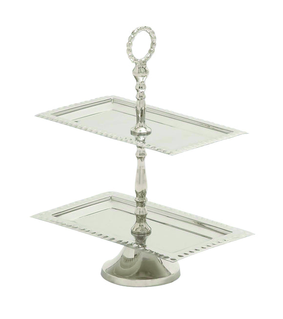 Steel 2 Tier Lavished Tray with Glistening Finish