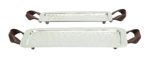 Steel Leather Tray with Neat Sleek Lines - Set of 2