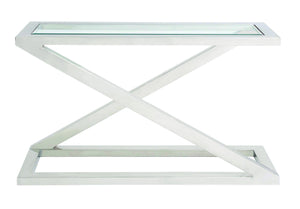 Contemporary Stainless Steel Glass Console Table