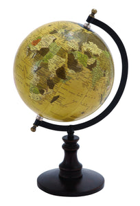 Sophisticated Wooden and Metal 14" Globe with Black Base