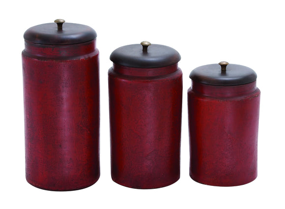 Simple Tera Cotta Jar No-Frill in Rusty Red Finish - Set of 3