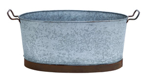 Metal Galvn Oval Tub with Crepe Design and Metallic Handles