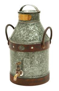 Metal Galvanized Milk Can with Rust Finished Handles