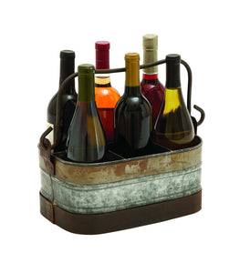 Galvanized Wine Holder with Six Compartments