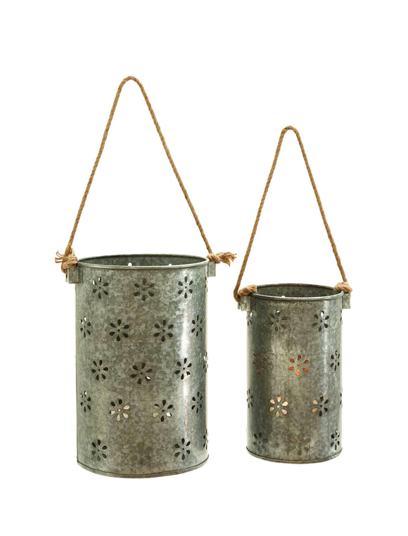 Beautiful Metal Galvanized Lantern - Set of 2