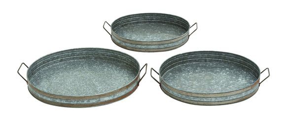 Stunning Indian Metal Galvanized Tray Set/3