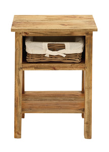 Light Weight & Easily Portable Side Table with One Rattan Drawer