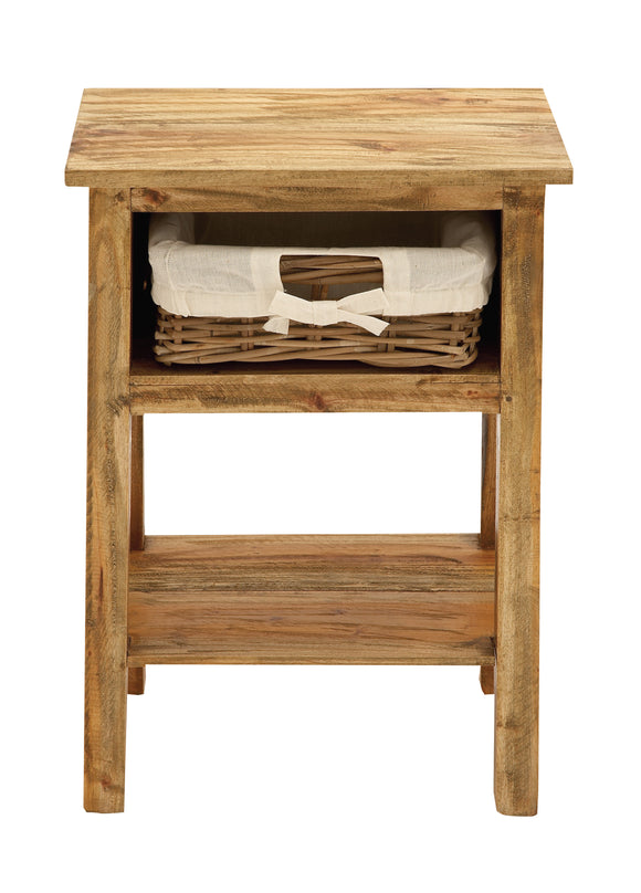 Light Weight & Easily Portable Side Table with One Rattan Drawer