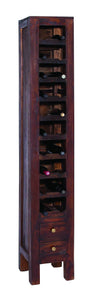 Stately Wood Mahogany Wine Rack with Two Pullout Drawers at the Base