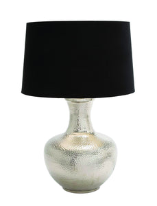 Hammered Design Metal Table Lamp with Black Shade