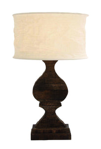 Country Inspired Wooden Lamp with Cream Color Shade