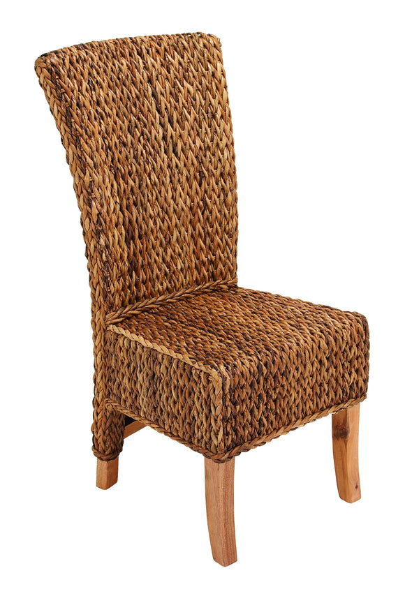 Mahogany Abaca Leaf Chair with Light Brown Coating & Back Rest