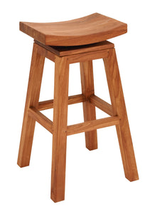 Sophisticated Teakwood 30" Bar Stool in Glossy Brown Finish