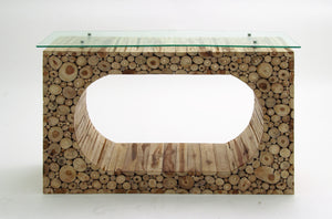 Hole Klaten Portable Console with Glass and Spacious Top Panel