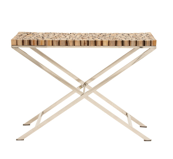 The Stunning Wood Teak Stainless Steel Console