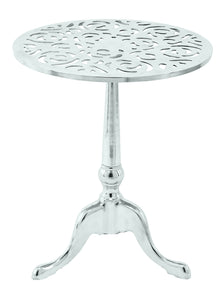 Beautiful Metal Accent Table with Filigree Patterns