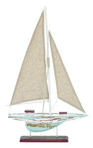 Wood Sailing Boat 22"H, 14"W Nautical Maritime Decor