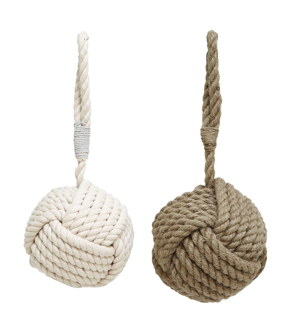 Assorted Rope Doorstop with Pearl White Texture Beige - Set of 2