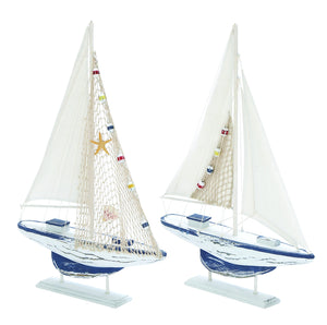 Sea and Aquatic Fauna Assorted Wooden Sailing Boat - Set of 2