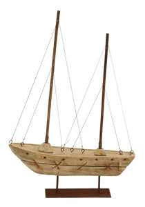 Wood Boat 22"H, 15"W Nautical Maritime Decor