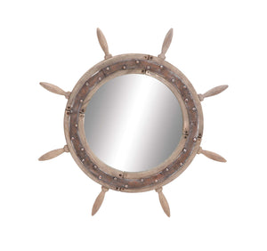 Elegant Styled Wood Ship Wheel Mirror