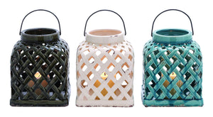 Intricately Designed Smart Styled Ceramic Lantern 3 Assorted