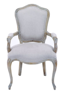 Fabric Upholstered Wooden Chair with Detailing in Rustic Finish