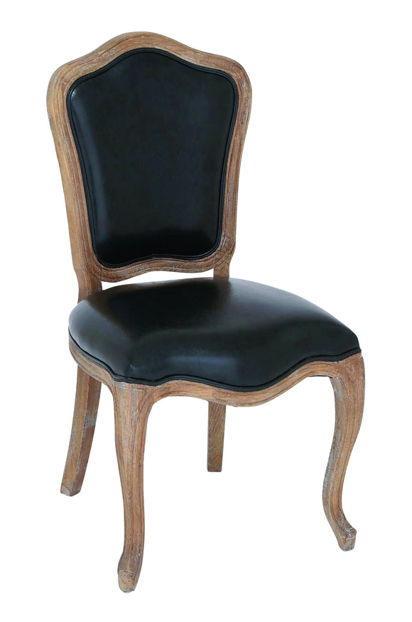 Vintage French Style Wood Leather Chair