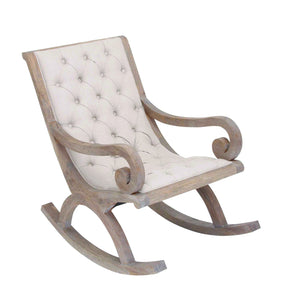 Vintage French Country Style Fabric Wood Rocker Chair