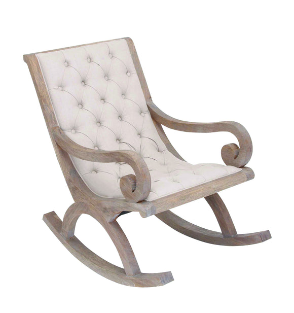 Vintage French Country Style Fabric Wood Rocker Chair