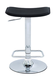 Metal Chrome Adjustable Vinyl Bar Stool in Black and Silver