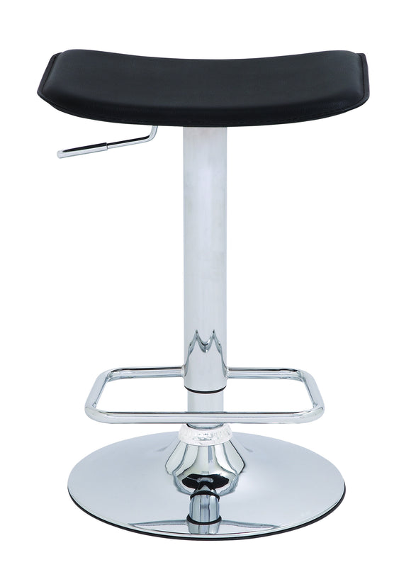 Metal Chrome Adjustable Vinyl Bar Stool in Black and Silver