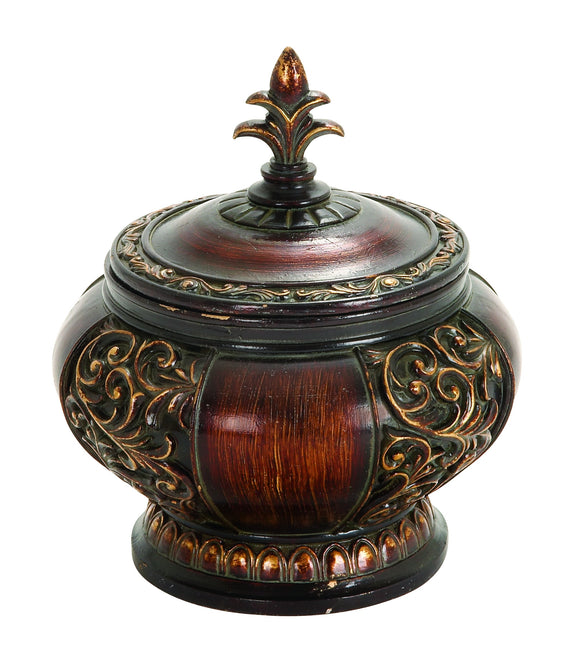 POLYSTONE DECORATIVE BOX SPECIAL CARVING AND ACCENTS MAKE IT GREAT