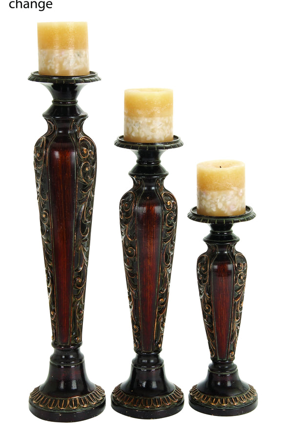 POLYSTONE CANDLE HOLDER SET OF 3 ANYTIME IMPRESSIVE GIFT