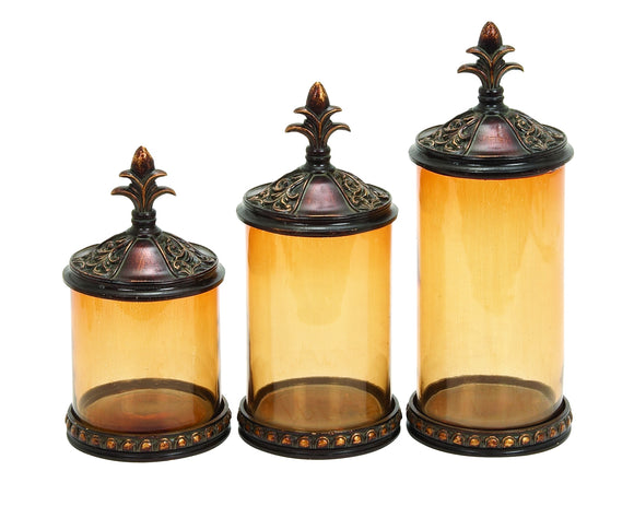 POLYSTONE GLASS CANISTER SET OF 3 AN AFFORDABLE GIFT 