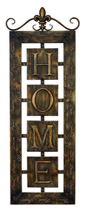 METAL WALL PLAQUE 'HOME' AN INTIMATE WALL DECOR  