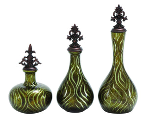 Polished Stone Glass Jar Decor in Solid Black (Set of 3)