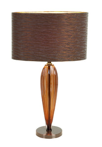 GLASS METAL TABLE LAMP WITH ROUND BASE WITH GLASS SHADE