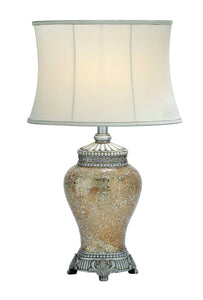 Polished Stone Long Lasting 30" Mosaic Table Lamp in White Shade