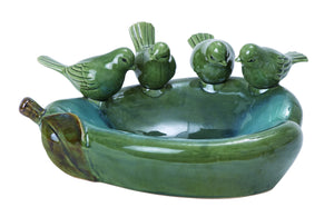 Unique Design Pear Shaped Ceramic Bird Basin in Green Finish