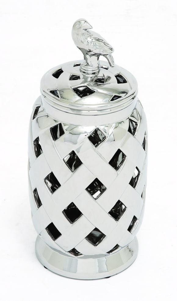 Stunning Tibetan Ceramic Silver Jar