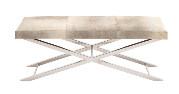 The Simple and Stylish Stainless Steel Grey Leather Bench