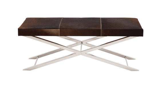 The Must Have Stainless Steel Brown Leather Bench